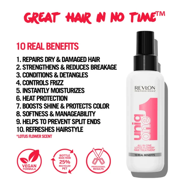 Revlon UniqOne™ Hair Treatment Lotus Flower Fragrance 150 ML - Image 3